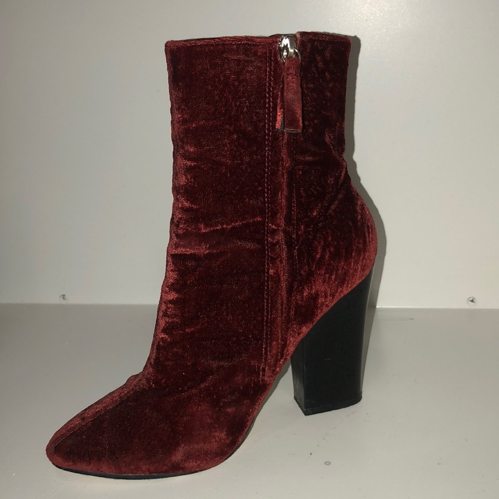 Red Velvet High Ankle Boots